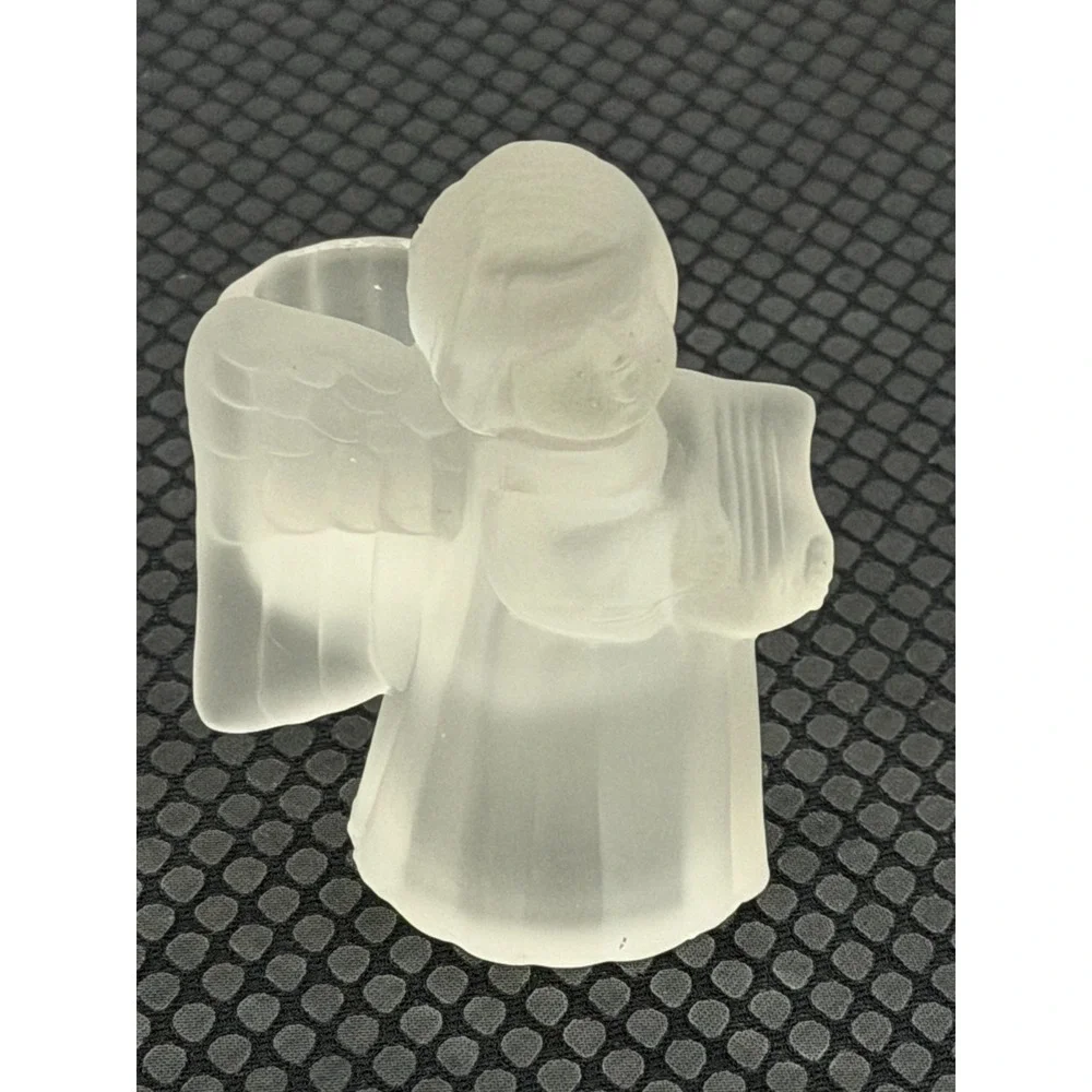 Crystal Caroling Angels Candle Holders Frosted Playing Musical Instruments Set 3